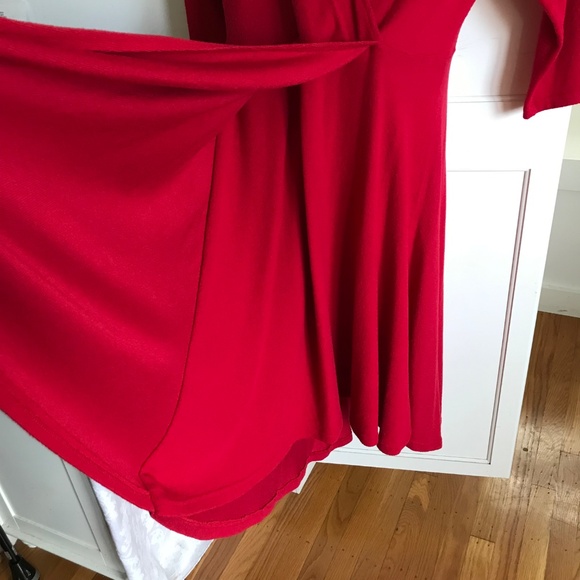TORRID Red Dress Surplice Neck Faux Wrap Knit Midi Women’s Size Large - 12 - Picture 4 of 16